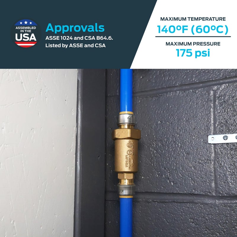 Cash Acme BF1 Dual Check Valve, 3/4 Inch Push to Connect, Compatible with SharkBite, BF13434SB - Image 4